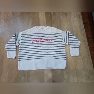 Pink Pineapple Mackinac Island Striped Knit Sweater - Small - Preppy Coastal